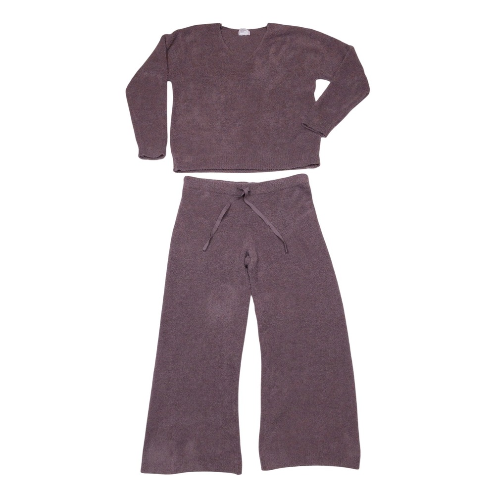 Softies Marshmallow Lounge Set Womens Large Purple Fuzzy Wide Leg Pants Pajamas
